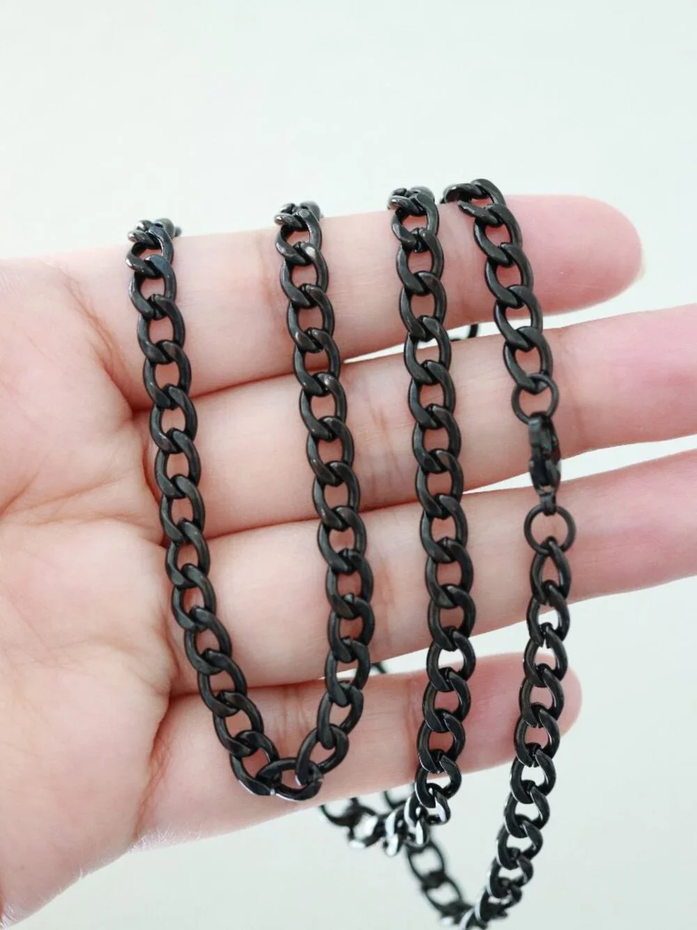 6mm Cuban Chain Necklace Black Stainless Steel